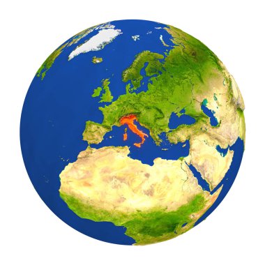 Yeryüzünde vurgulanan İtalya