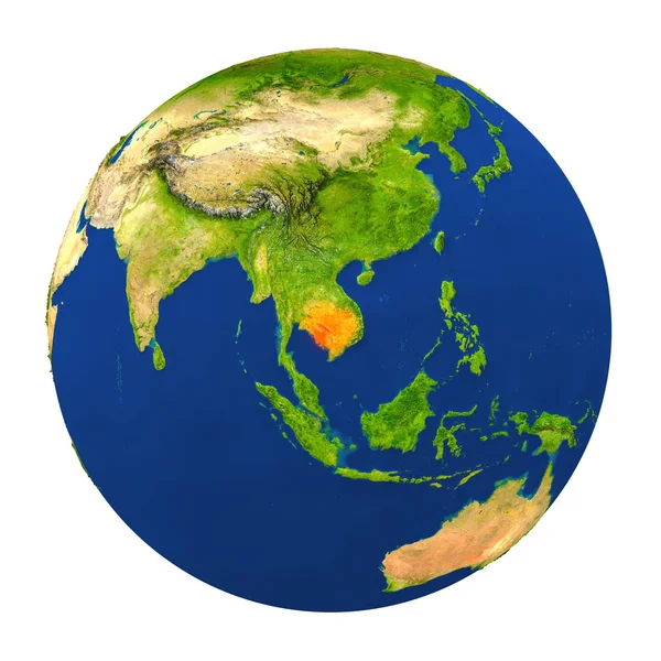 Камбоджа выделена на Земле — стоковое фото