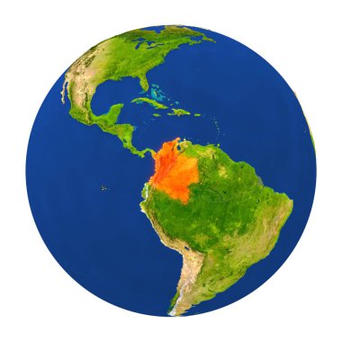 Yeryüzünde vurgulanan Kolombiya