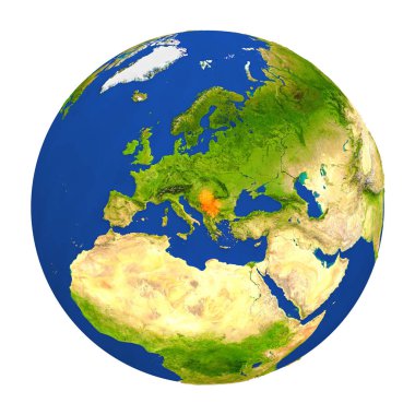 Yeryüzünde vurgulanan Sırbistan