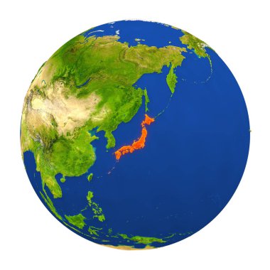Yeryüzünde vurgulanan Japonya