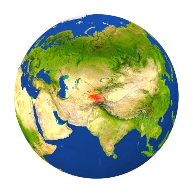 Yeryüzünde vurgulanan Tacikistan