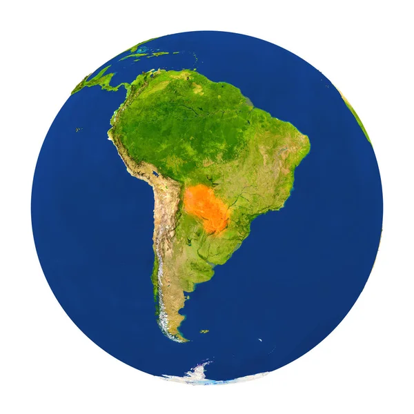Paraguay gemarkeerd op aarde — Stockfoto