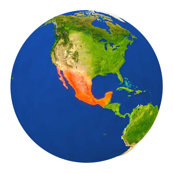Mexico highlighted on Earth — Stock Photo, Image