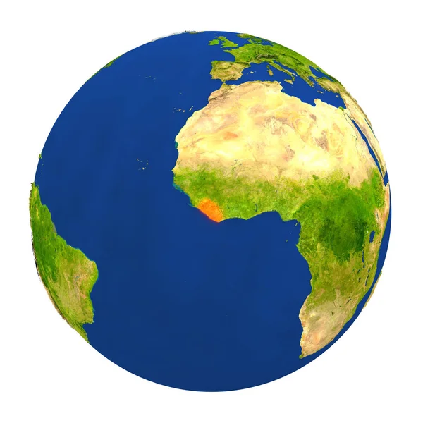 地球上で強調表示するリベリア — ストック写真