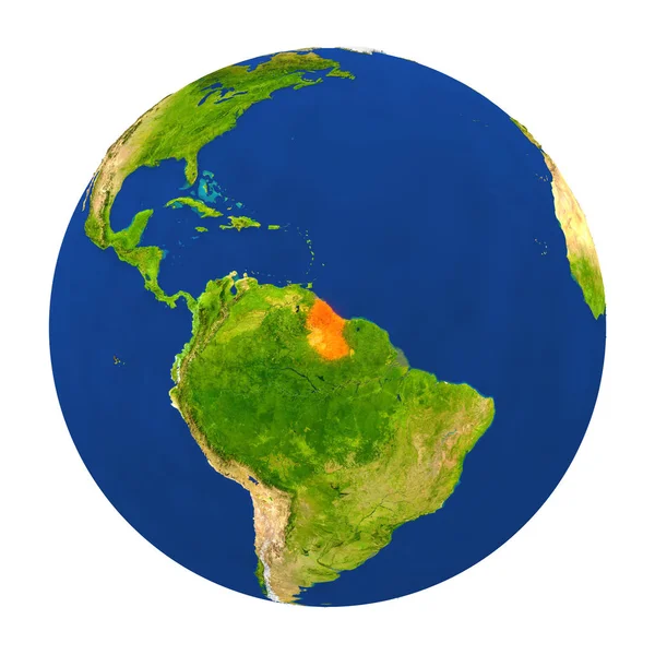 Guyana highlighted on Earth — Stock Photo, Image