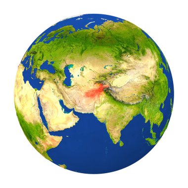 Yeryüzünde vurgulanan Afganistan