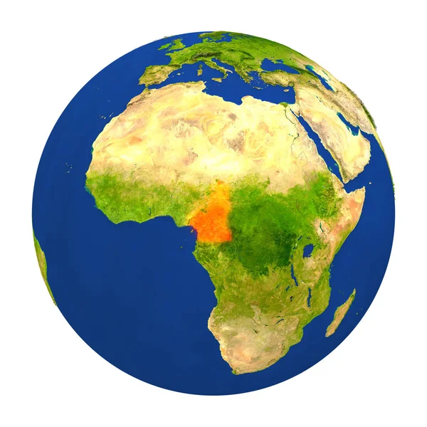 Камерун выделен на Земле — стоковое фото
