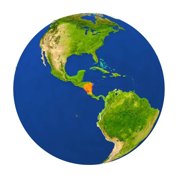 Nicaragua highlighted on Earth — Stock Photo, Image