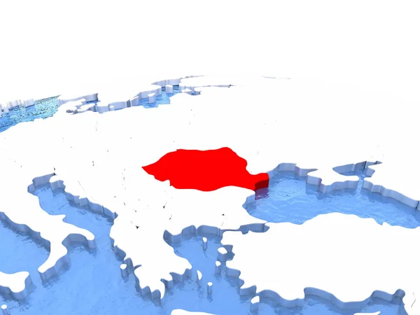 地球上的罗马尼亚地图 — 图库照片