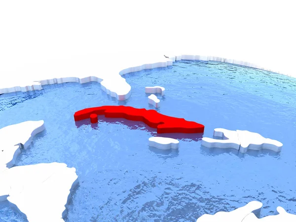 Mapa Kuby na całym świecie — Zdjęcie stockowe