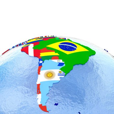 Güney Amerika bayrakları ile siyasi dünya üzerinde