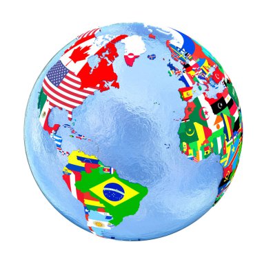 Kuzey Yarımküre wh izole bayrakları ile siyasi dünya üzerinde