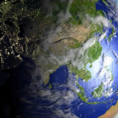 Dünya'nın gerçekçi model üzerinde Asya