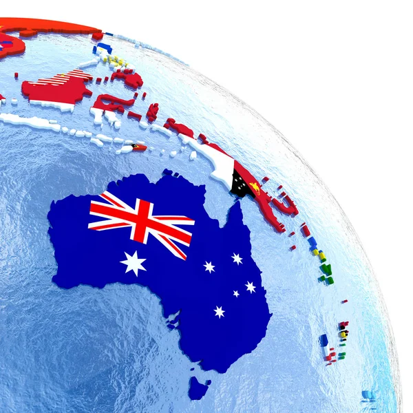 Αυστραλία στον πολιτικό κόσμο με σημαίες — Φωτογραφία Αρχείου