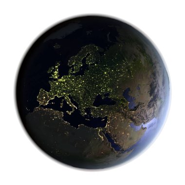 Dünya üzerinde beyaz izole geceleri Avrupa