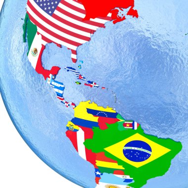 Americas bayrakları ile siyasi dünya üzerinde