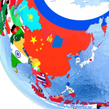 Australasia bayrakları ile siyasi dünya üzerinde