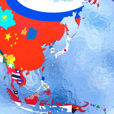 Australasia bayrakları ile siyasi dünya üzerinde