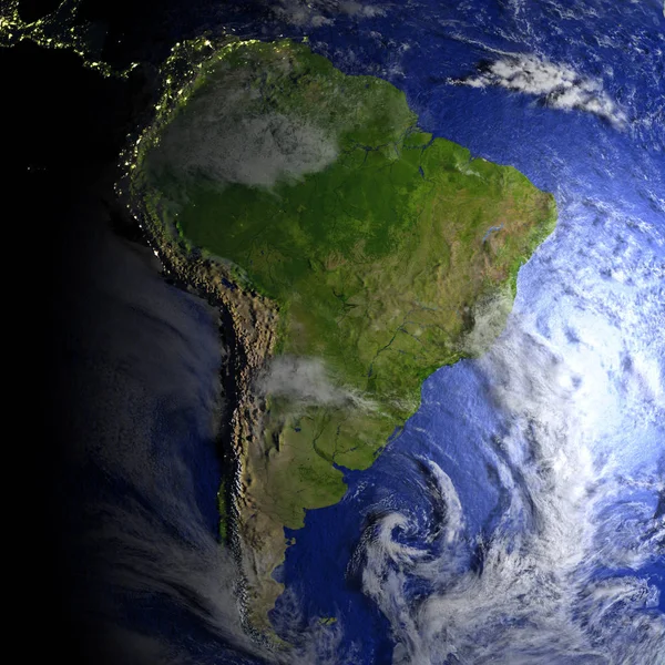 Amérique du Sud sur un modèle réaliste de la Terre — Photo