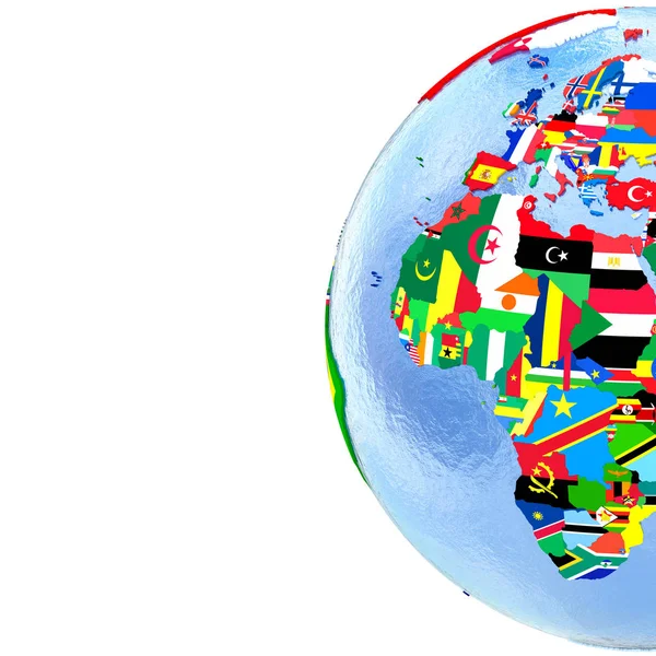 Northern Hemisphere on political globe with flags — Stock Photo, Image