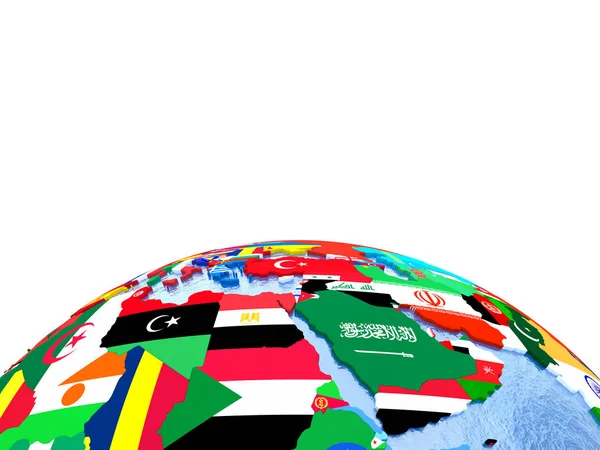 EMEA-regio op politieke wereldbol met vlaggen — Stockfoto