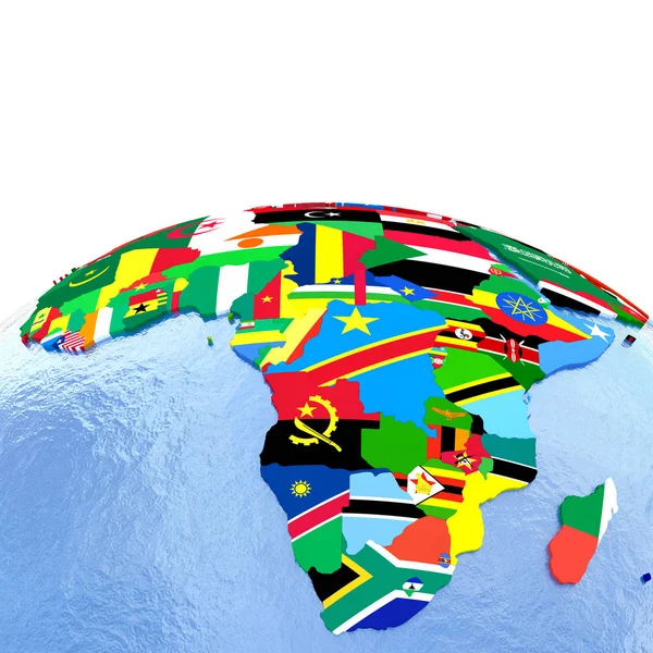 Africa sul globo politico con bandiere — Foto Stock