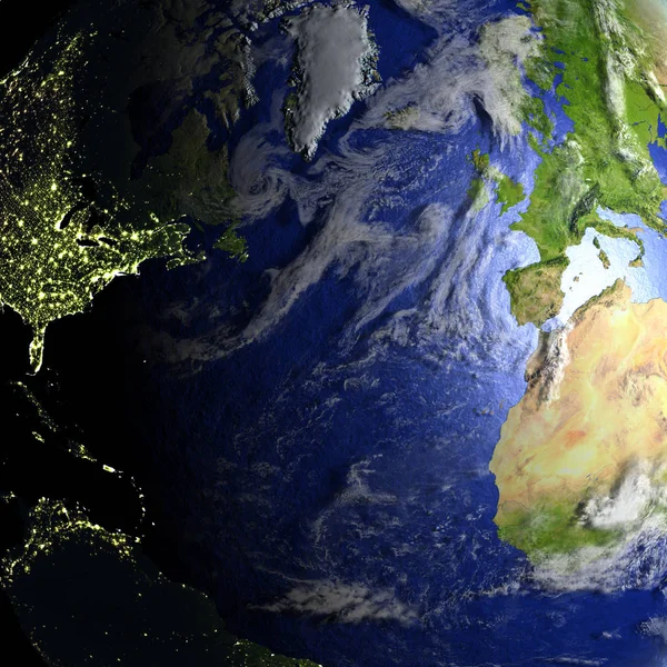 Kuzey yarıküre dünyanın gerçekçi model üzerinde — Stok fotoğraf