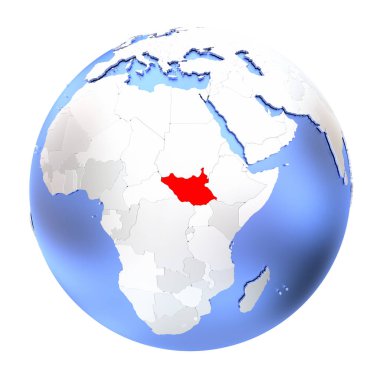 Güney Sudan metalik Globe izole