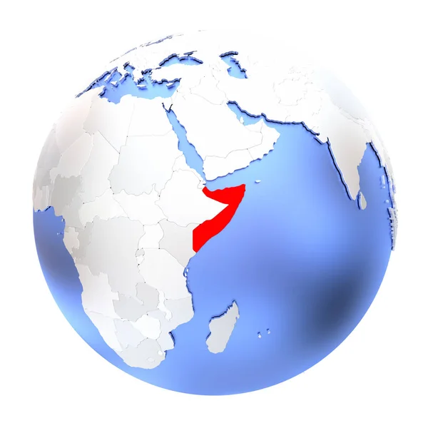 Somalia isolata su globo metallico — Foto Stock