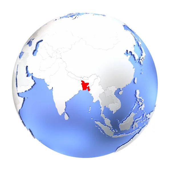 Bangladesh on metallic globe isolated — Stock Photo, Image