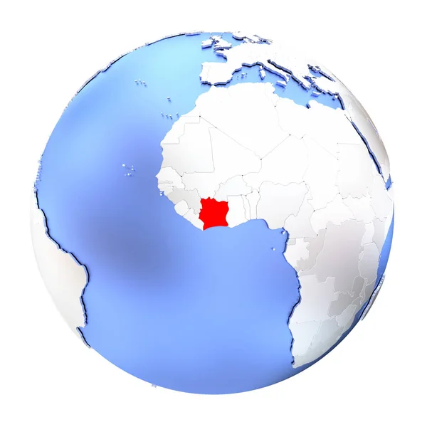 Costa do Marfim em globo metálico isolado — Fotografia de Stock