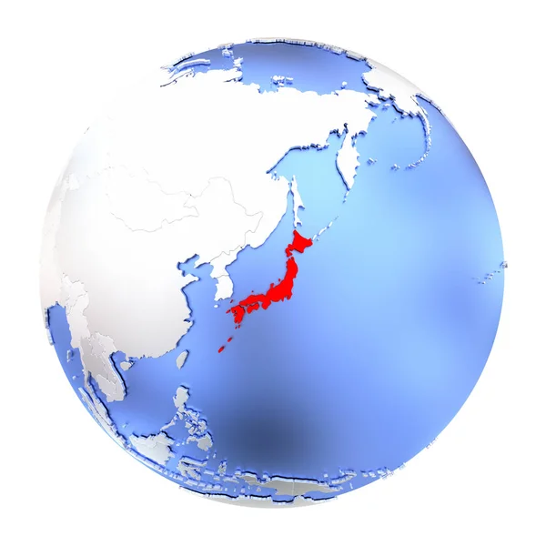 Япония на металлическом глобусе изолирована — стоковое фото