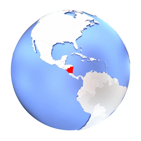 Нікарагуа на металеві земної кулі, ізольовані — стокове фото