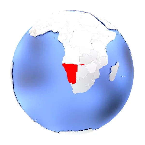 Namibia auf metallischem Globus isoliert — Stockfoto
