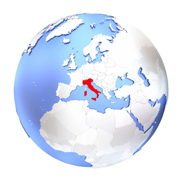 Italien auf metallischem Globus isoliert — Stockfoto