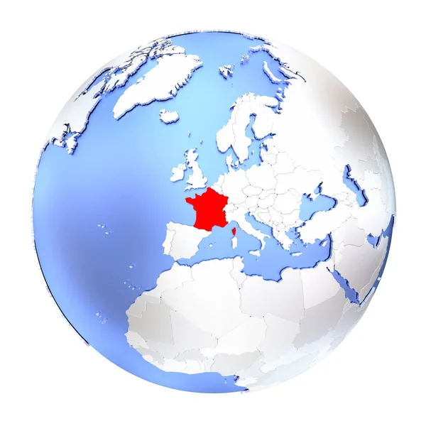 Франції на металеві земної кулі, ізольовані — стокове фото