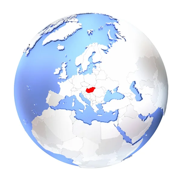 Венгрия на металлическом глобусе изолирована — стоковое фото