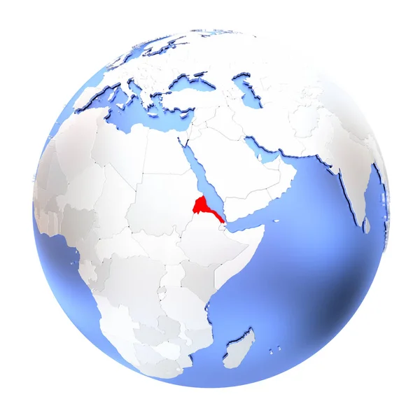 Eritrea on metallic globe isolated — Stock Photo, Image