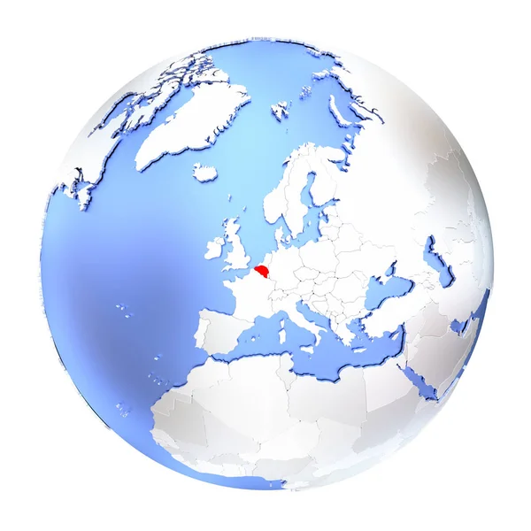 Belgien auf metallischem Globus isoliert — Stockfoto