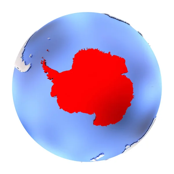 Antarktyda na świecie metalicznej na białym tle — Zdjęcie stockowe