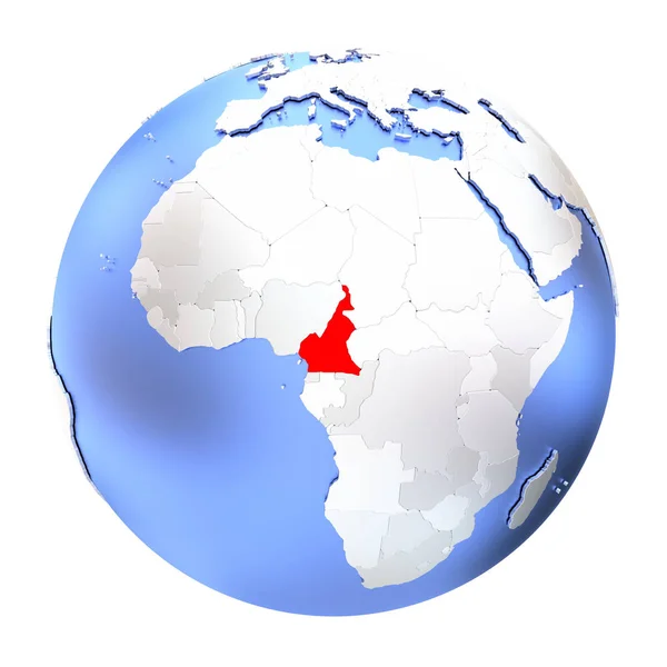 Cameroon on metallic globe isolated — Stock Photo, Image