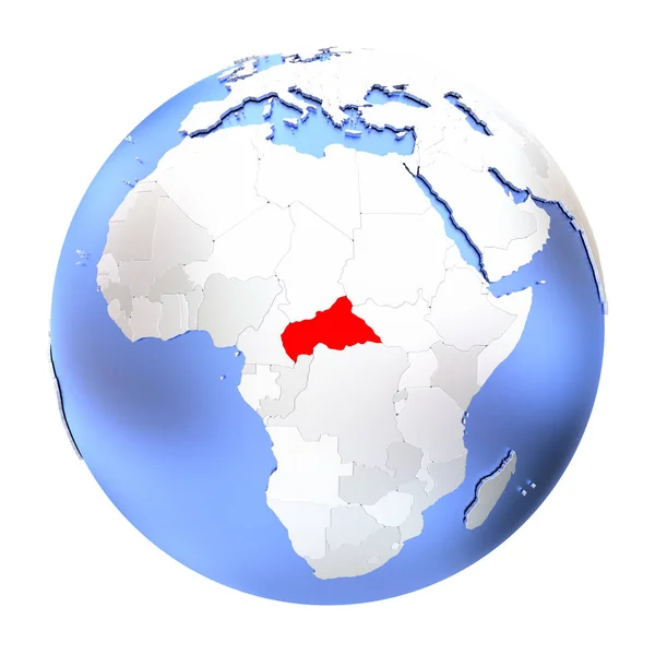 Centralafrika på metalliska jordglob isolerade — Stockfoto