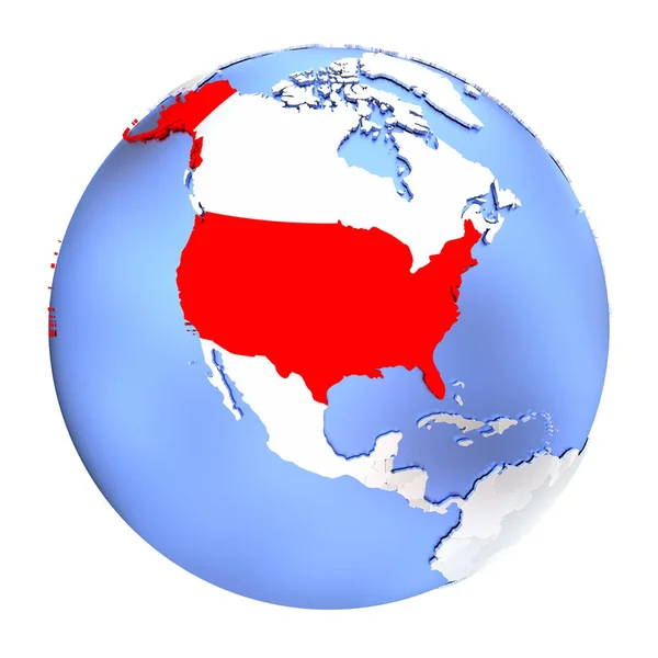 USA on metallic globe isolated — Stock Photo, Image