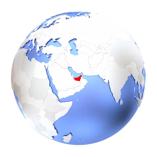 United Arab Emirates on metallic globe isolated — Stock Photo, Image