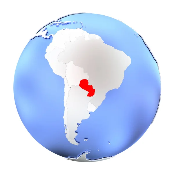 Парагвай на металлическом глобусе изолирован — стоковое фото