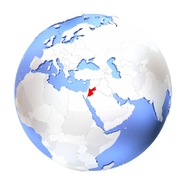 Jordan on metallic globe isolated — Stock Photo, Image