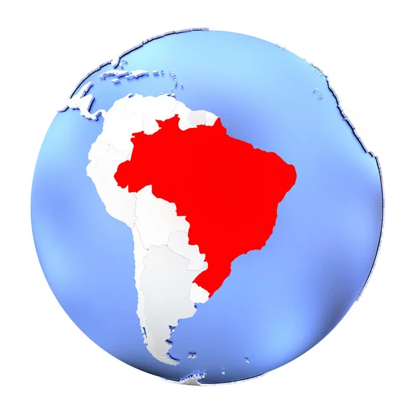 Бразилия на металлическом глобусе изолирована — стоковое фото