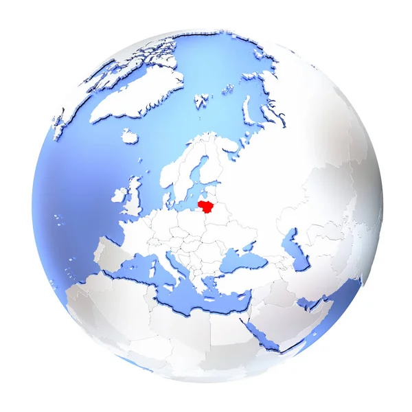 Литва на металлическом земном шаре изолирована — стоковое фото