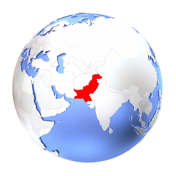 Pakistan op metalen wereldbol geïsoleerd — Stockfoto